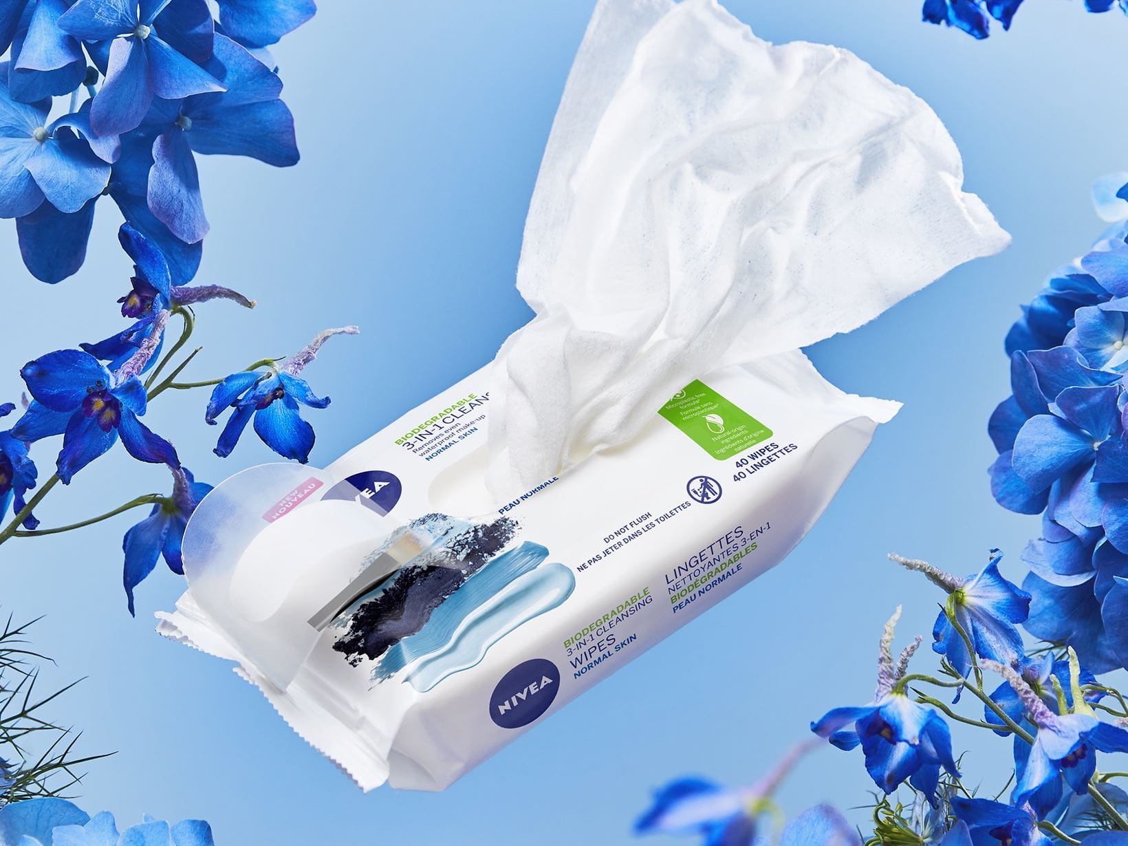 Lingettes nettoyantes biodégradables de NIVEA pour peau normale