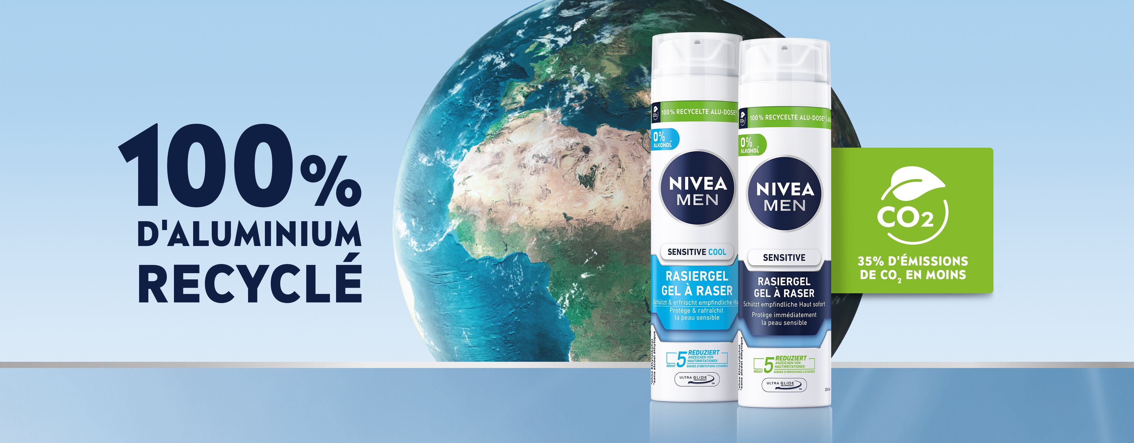 Gel à Raser NIVEA MEN respectueux de l'environnement en aluminium 100% recyclé