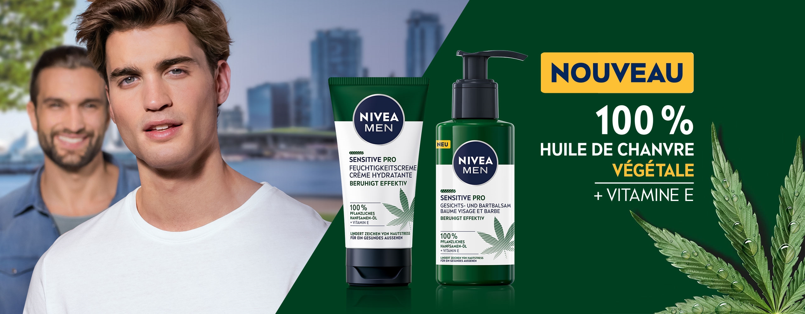 Gamme de soins Sensitive PRO NIVEA MEN à l‘huile de chanvre