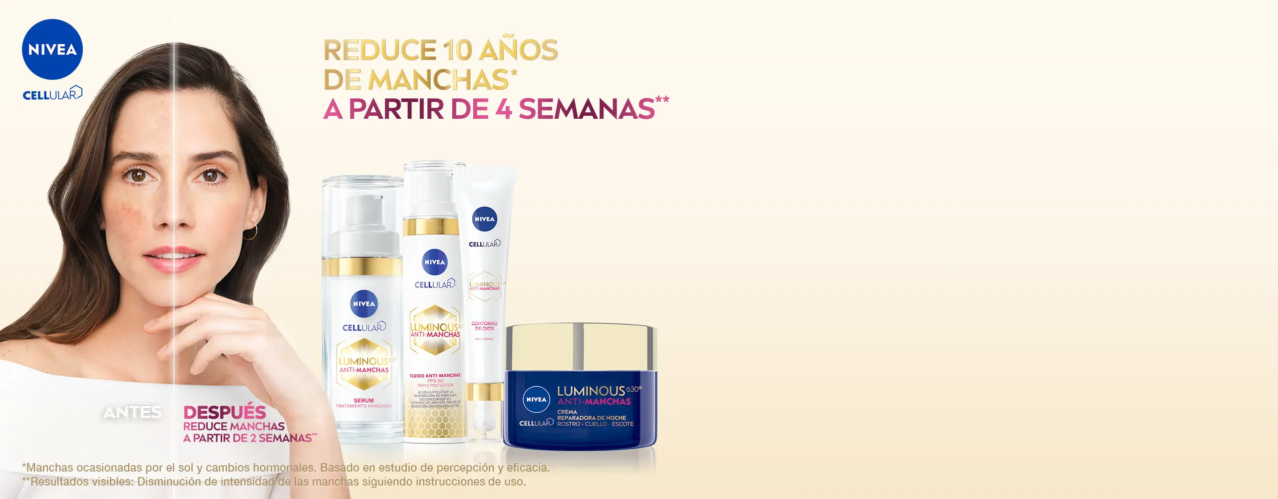 Mujer probando cremas antimanchas Nivea