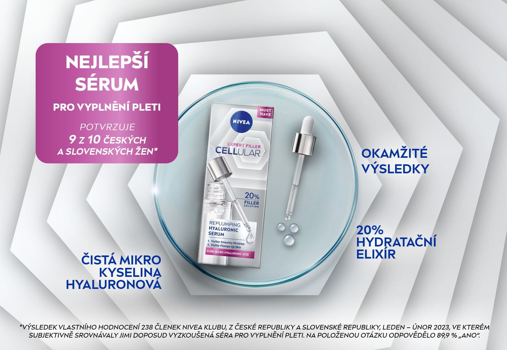 Hyaluronic acid serum packaging from Nivea