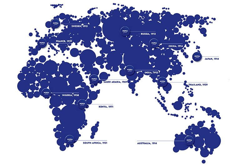 Verbreitung von NIVEA weltweit