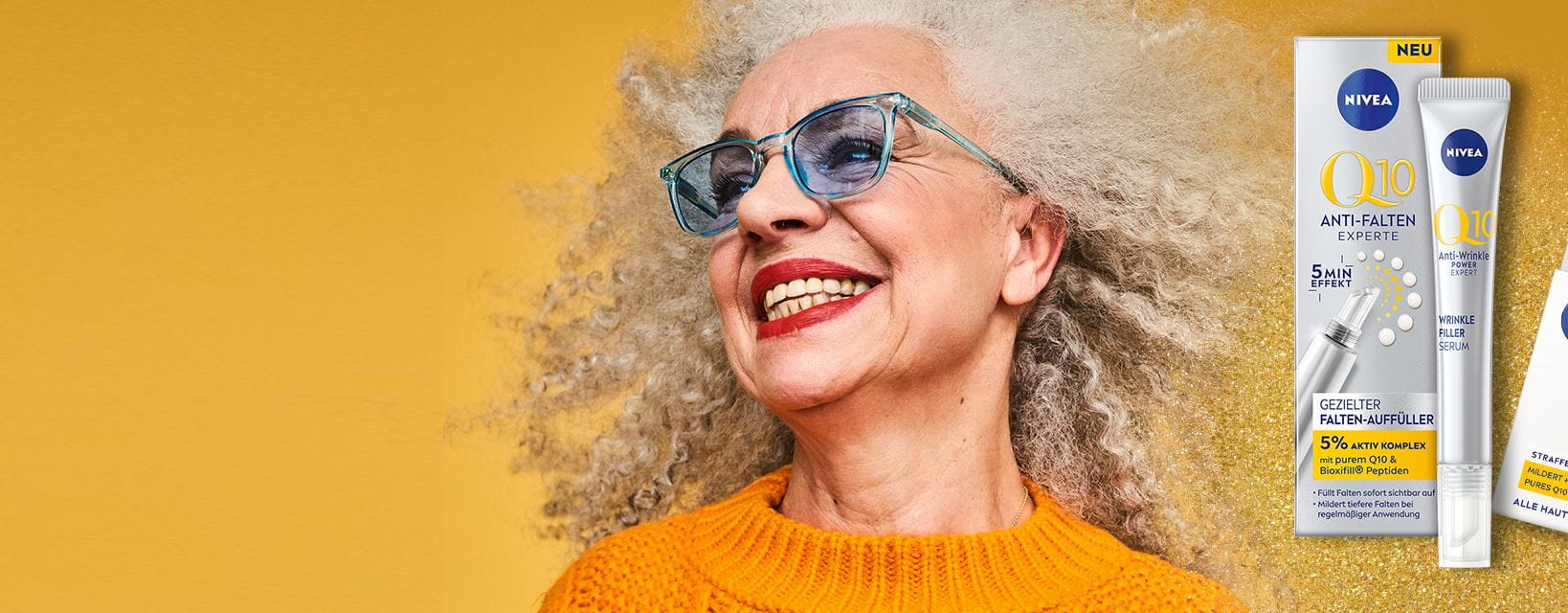 Frau mit NIVEA Q10 Produkten