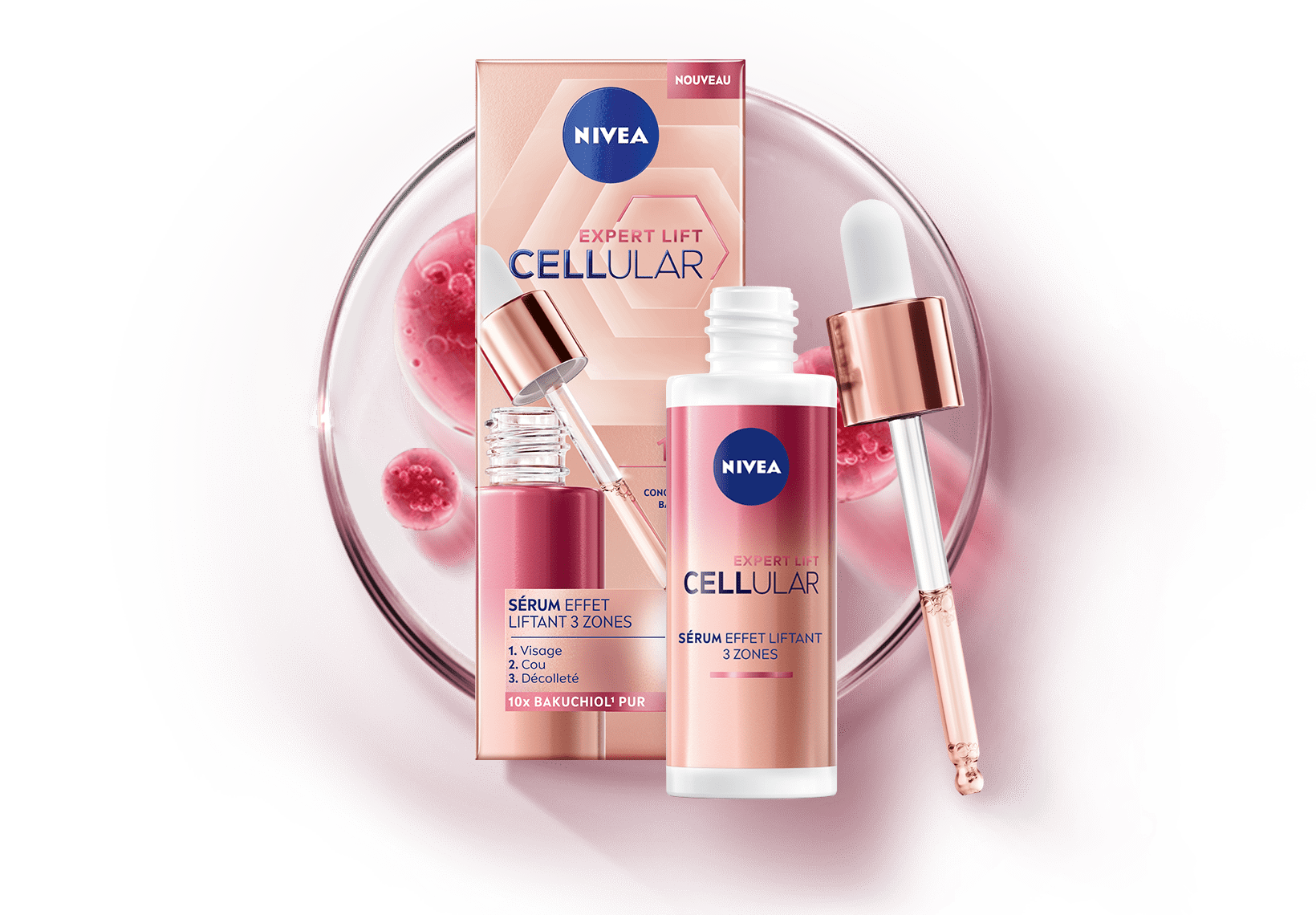 Sérum CELLULAR Expert Lift 3-Zones 10x plus concentré¹ en Bakuchiol naturel