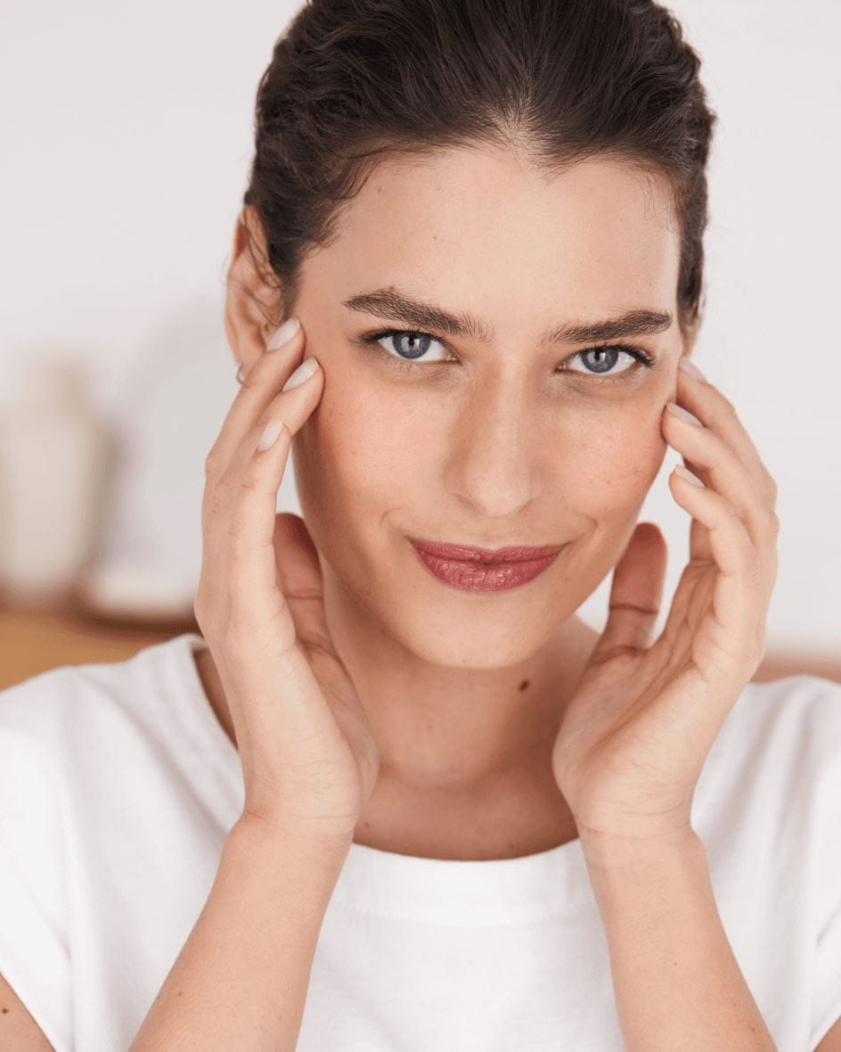 Woman with facial redness