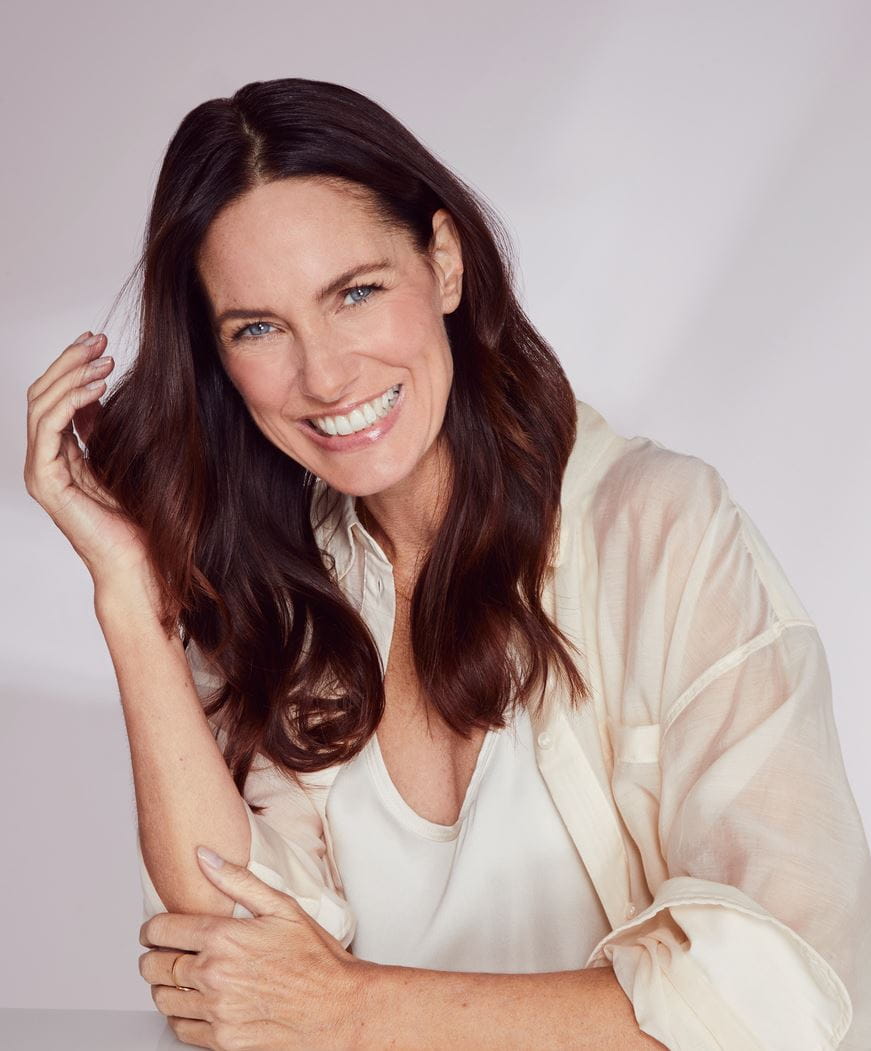 long hair woman smiling