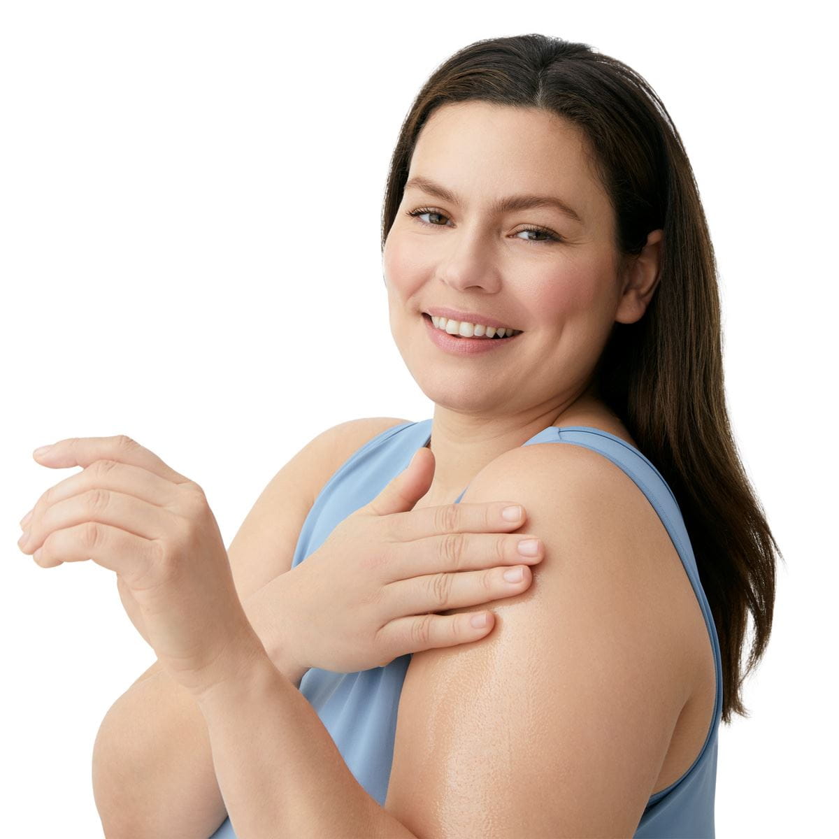 lächelnde Frau mit Arganöl