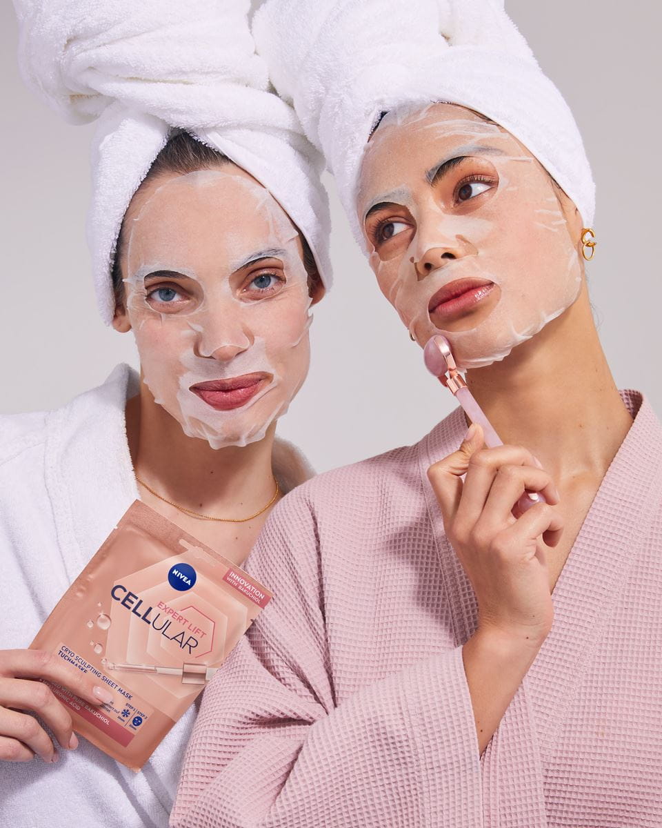 two girls with beauty masks on their faces