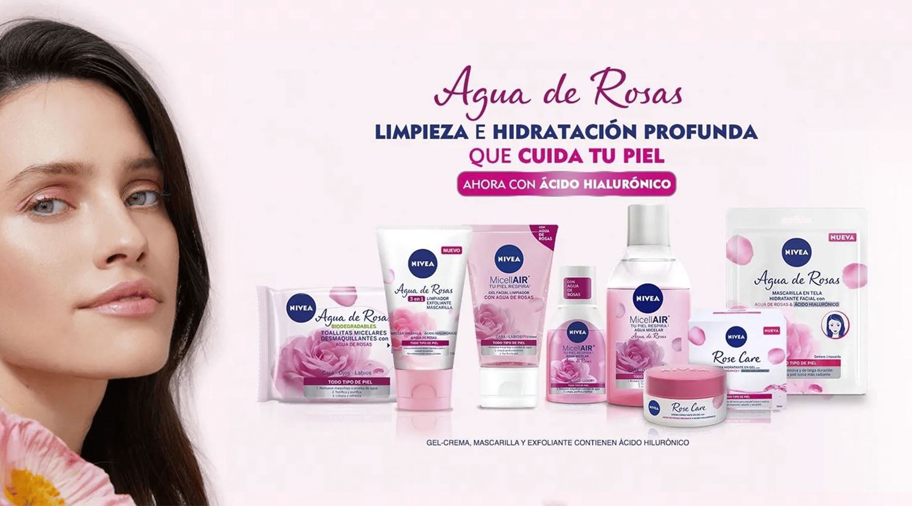 Agua de rosas ácido hialurónico