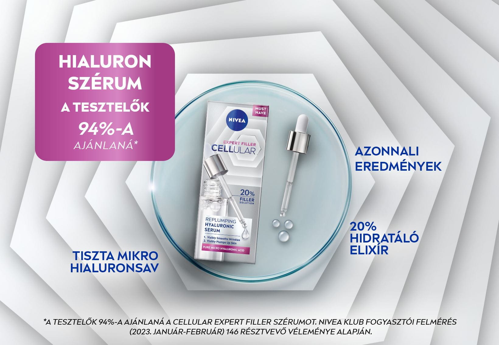 Hyaluronic acid serum packaging from Nivea