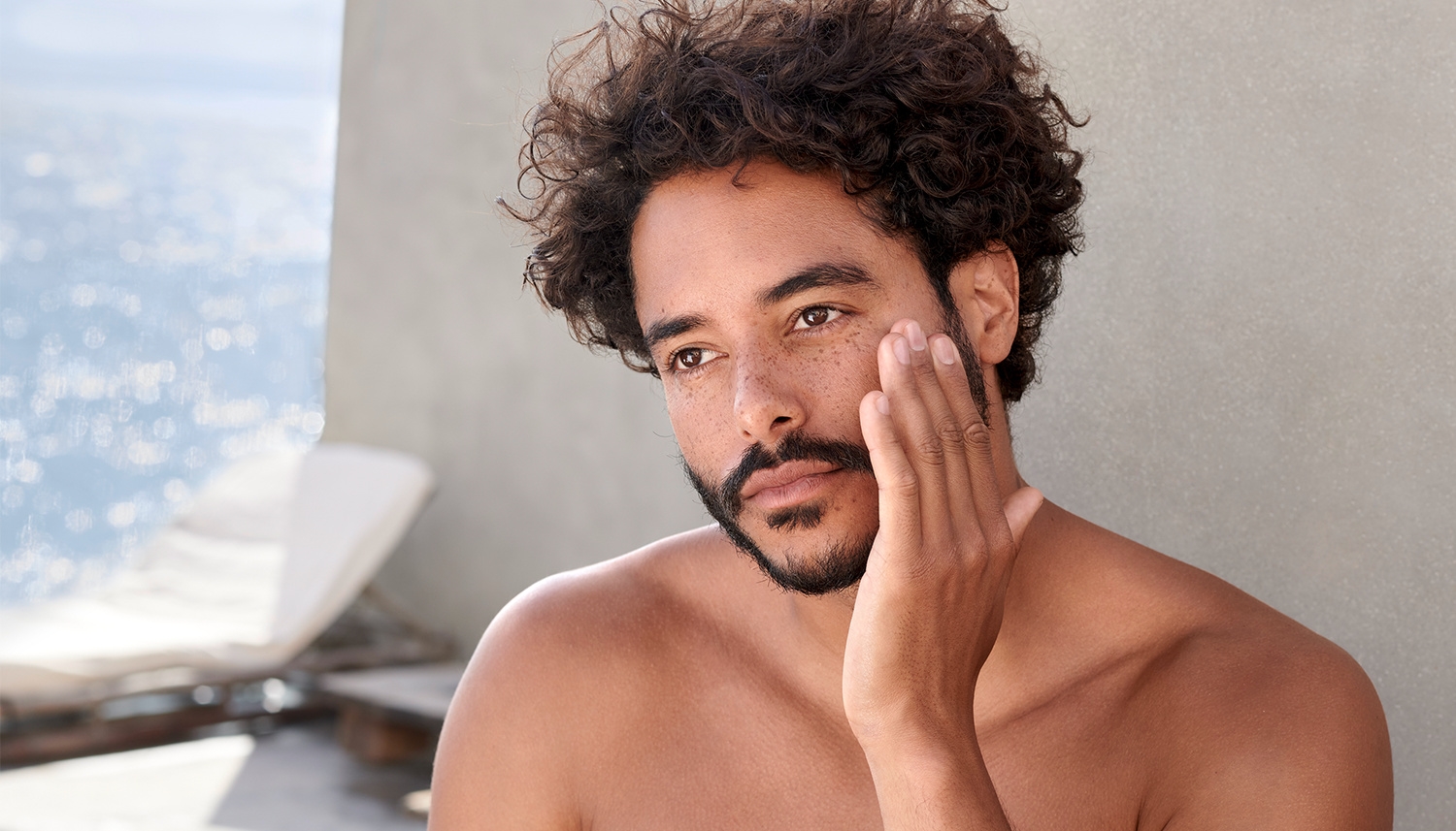 Curly hair men with beard