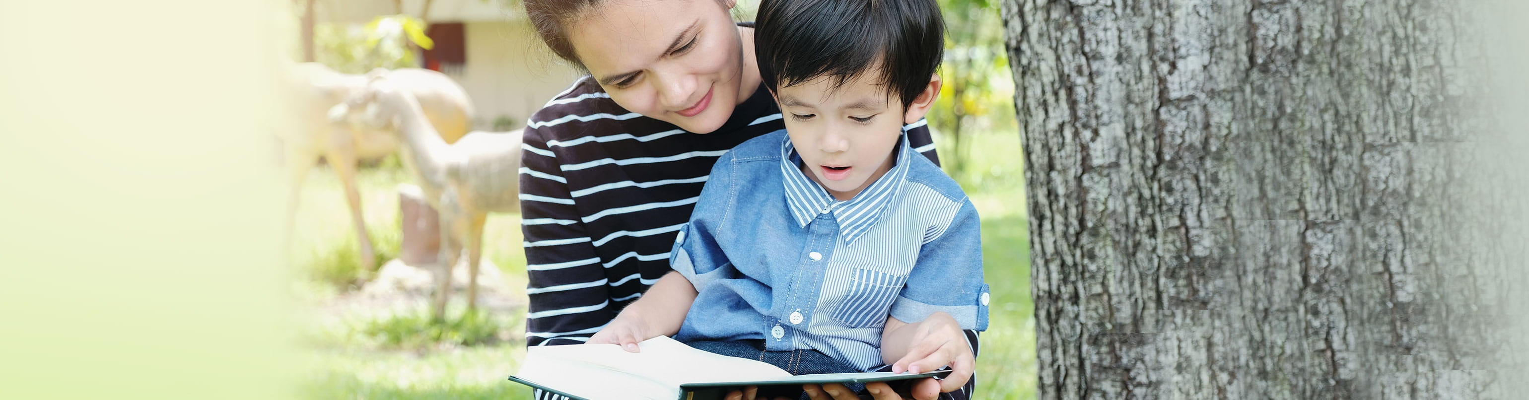 mom and son reading a book