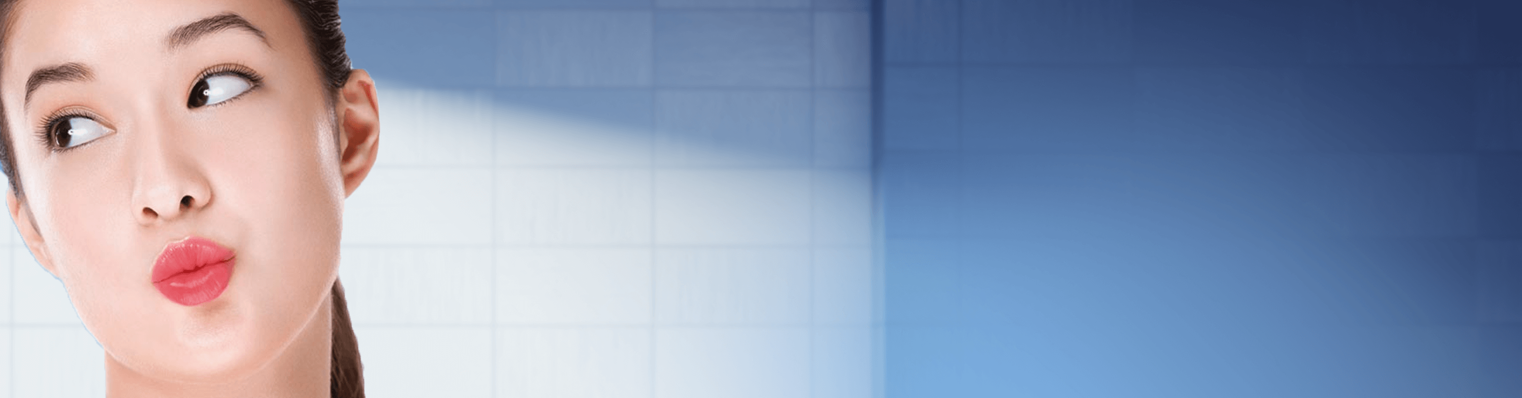 woman with bright red lips