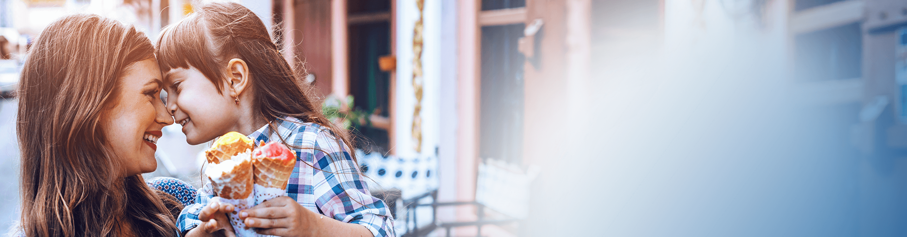 mom and daughter eating ice cream