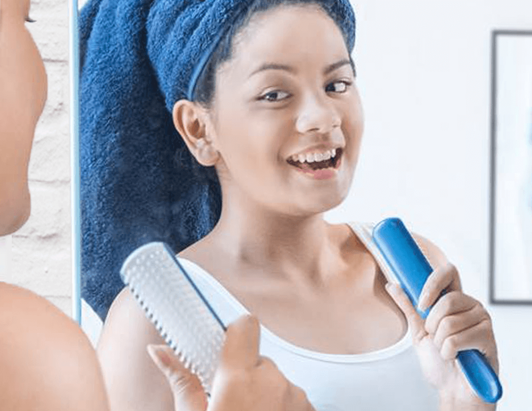 woman singing in the shower