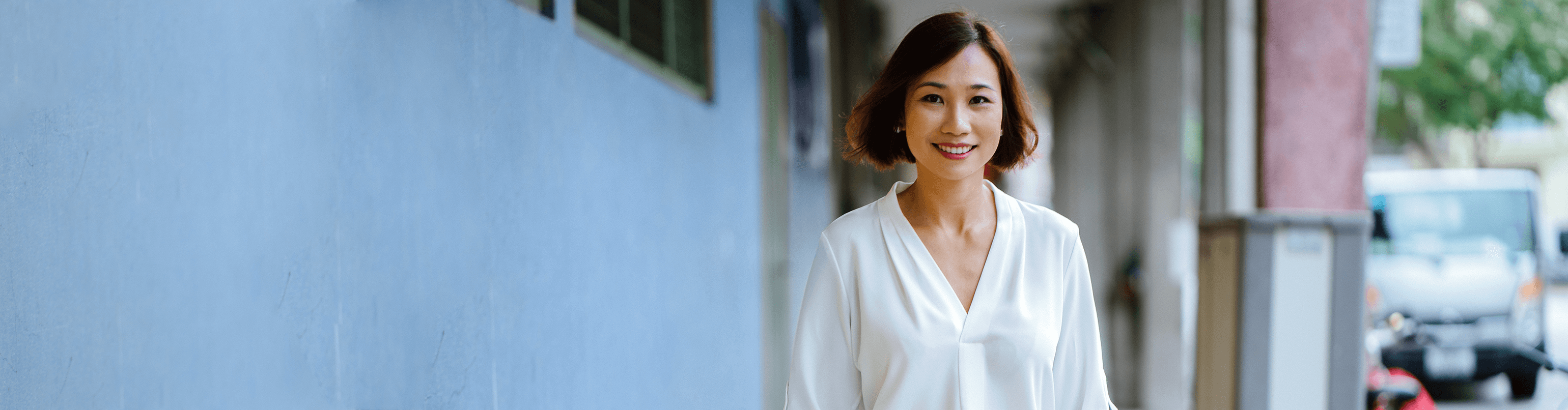 woman in white blouse