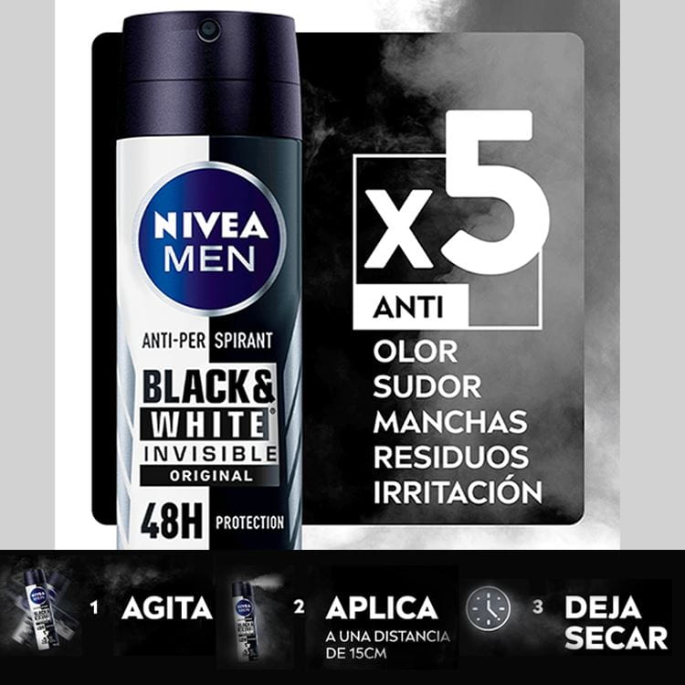 Black and white Anti olor sudor manchas residuos irritación