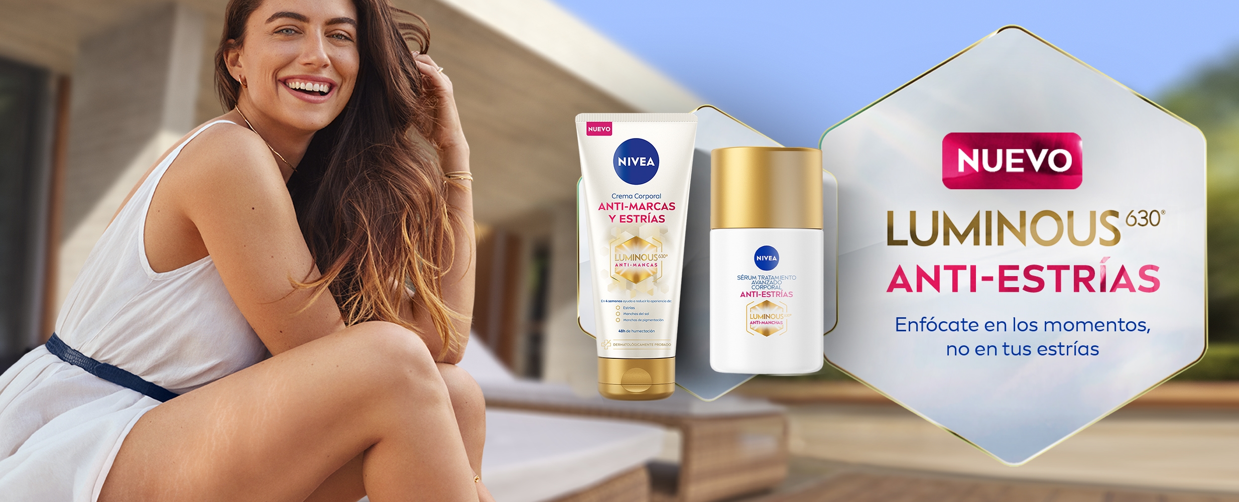 Mujer disfrutando el momento con Luminous Anti estrías