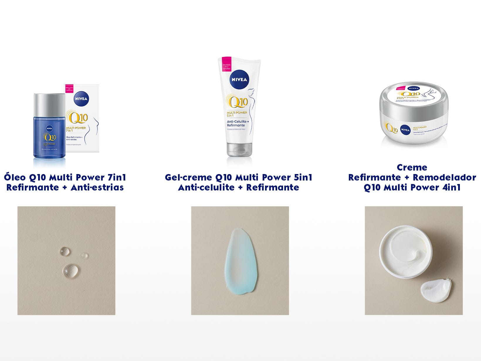 Produtos refirmantes NIVEA Body Q10 Multi Power 5 em 1