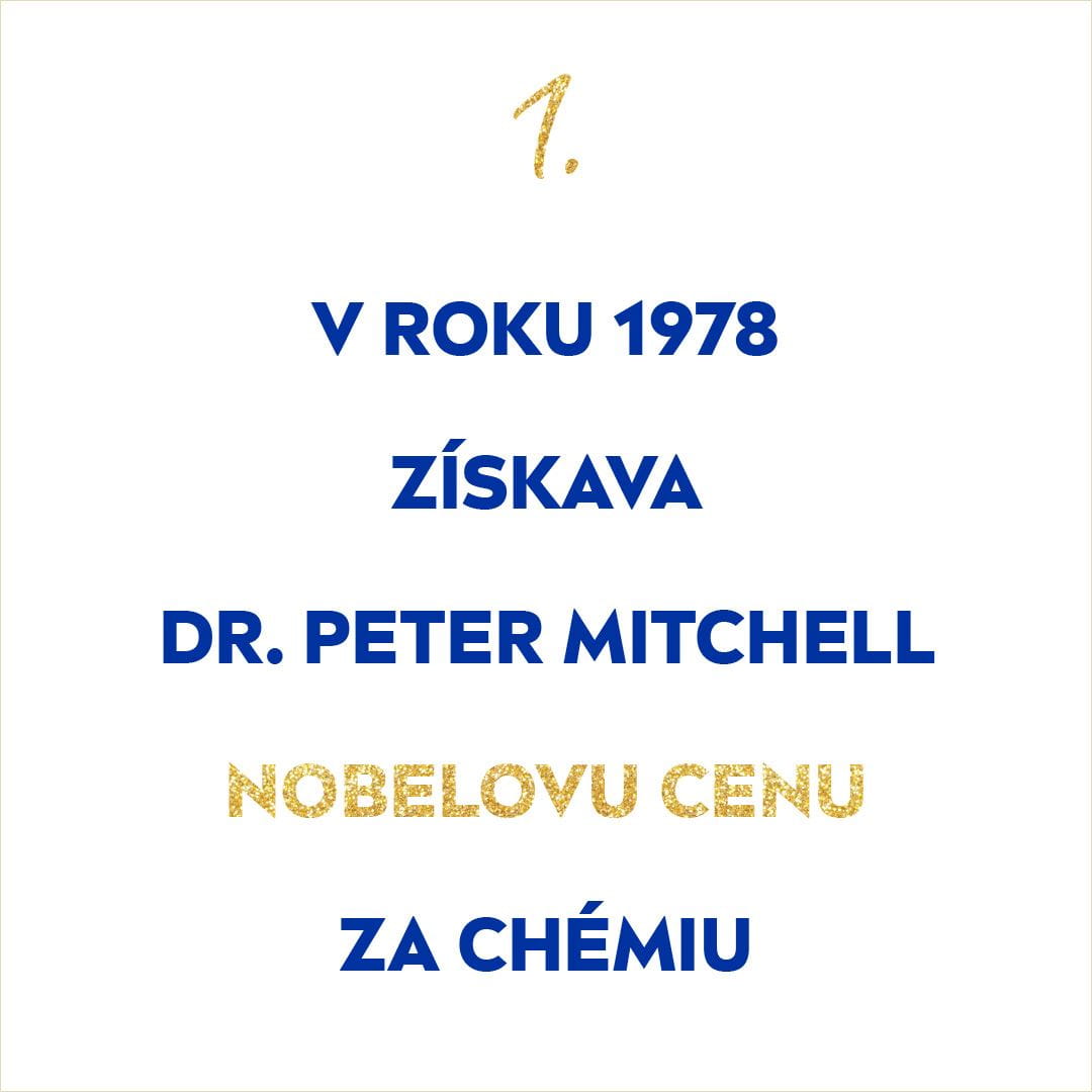V ROKU 1978 ZÍSKAVA DR. PETER MITCHELL NOBELOVU CENU ZA CHÉMIU.