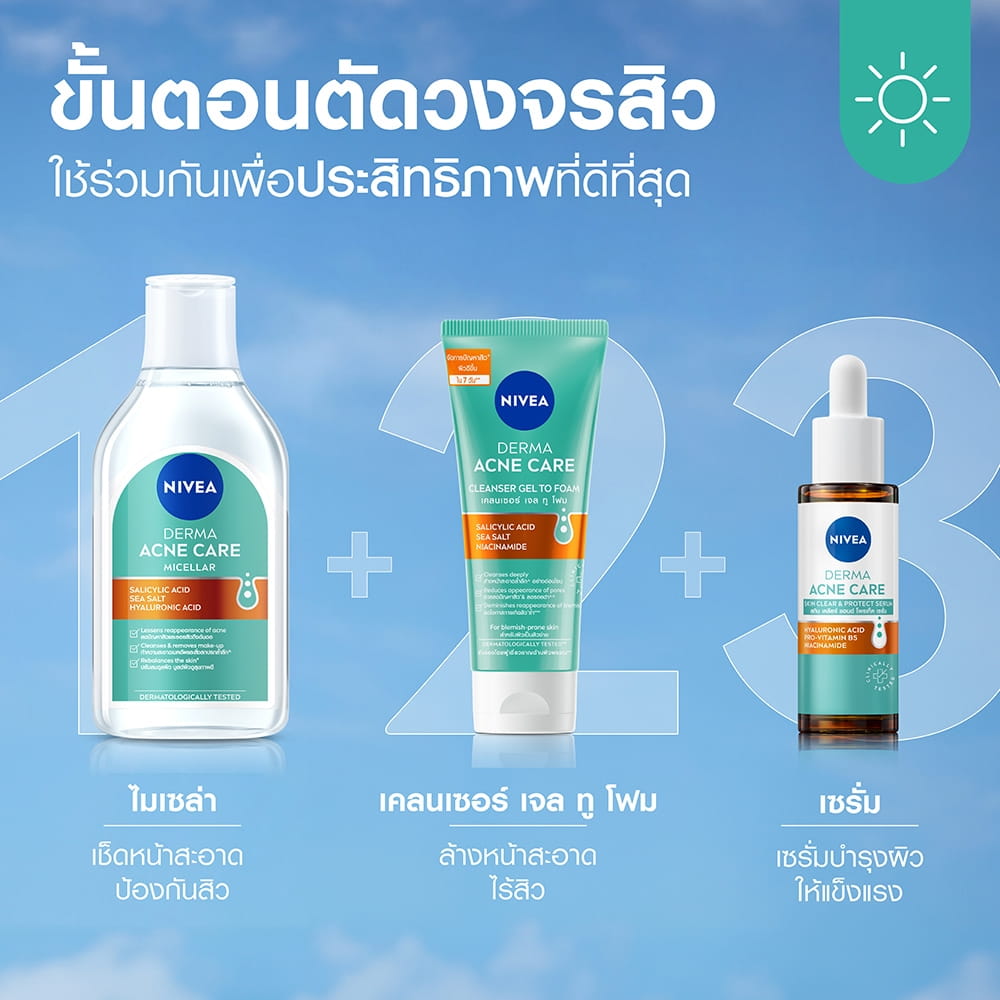 ขั้นตอนตัดวงจรสิวในตอนเช้า