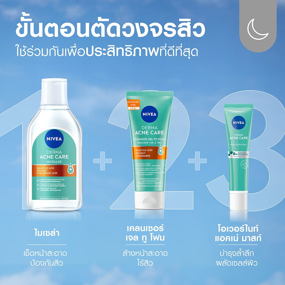 ขั้นตอนตัดวงจรสิวในตอนกลางคืน